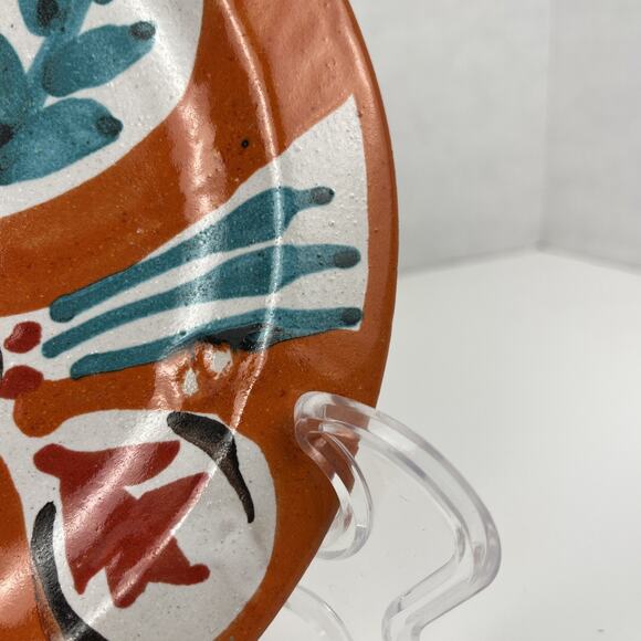 Vintage MCM Desimone Pottery Plate Abstract Rooster Italy Art 8.25 in 1960s - Picture 4 of 7